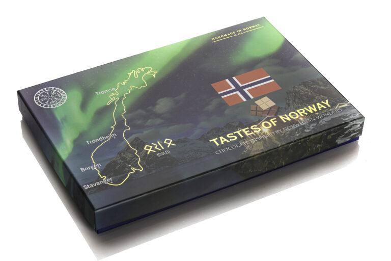 Tastes of Norway eske med 16 sjokoladebiter